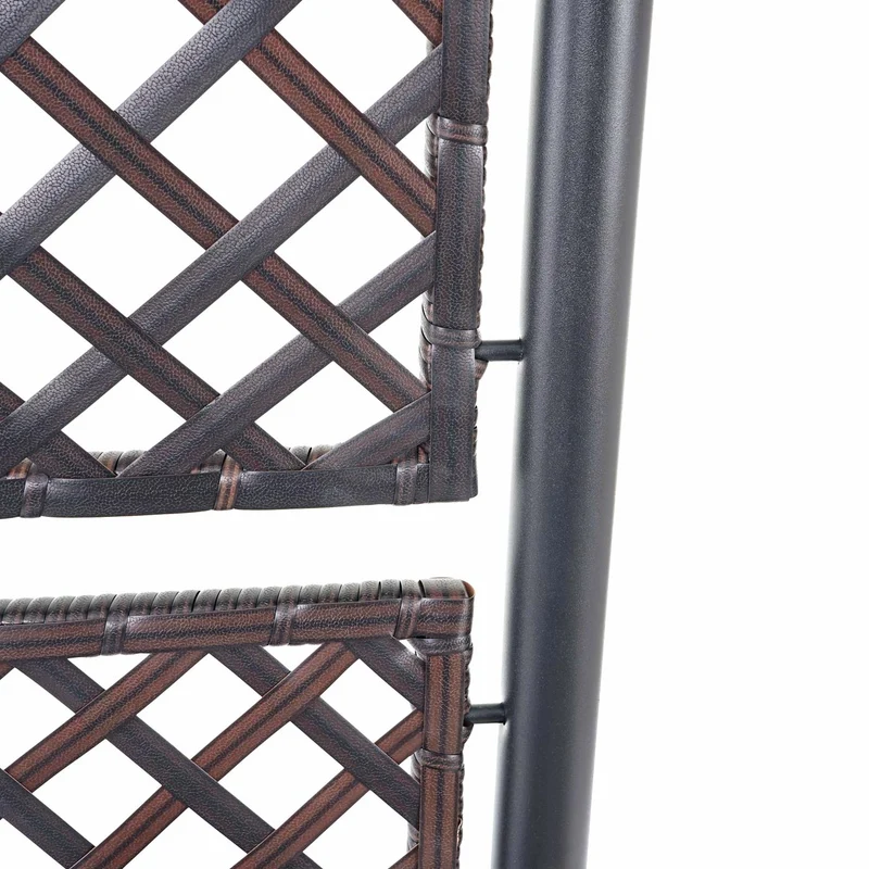 Jardinière treillis en polyrotin pour bac à plantes 142x43x43cm marron 04_0003719