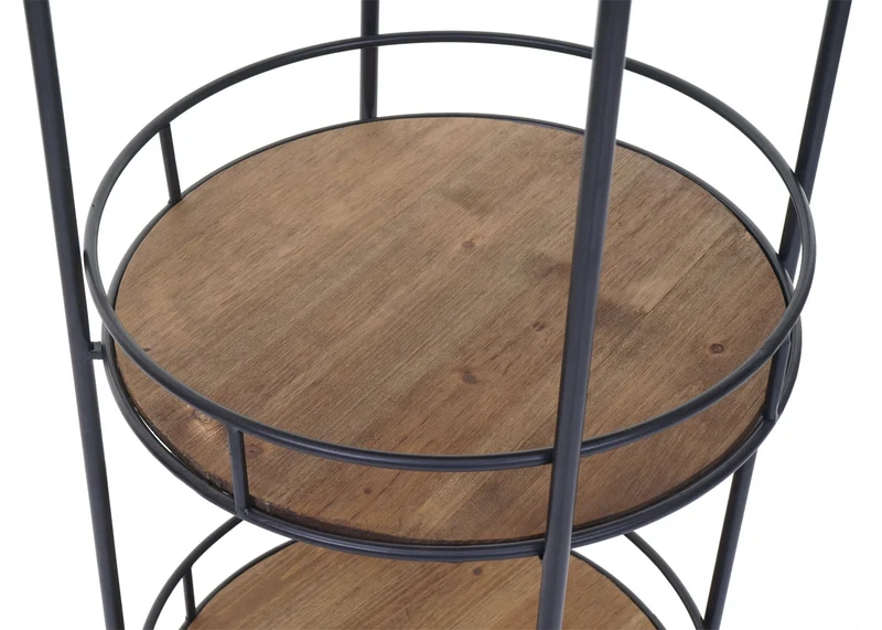 Chariot à roulettes étagères de service bar cuisine en bois de sapin massif vintage 100x50x43cm 04_0002431