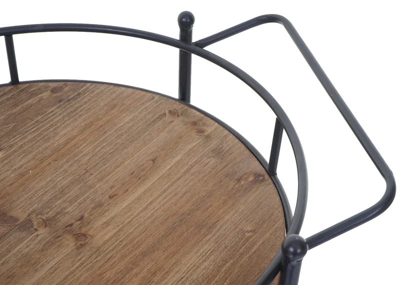 Chariot à roulettes étagères de service bar cuisine en bois de sapin massif vintage 100x50x43cm 04_0002431
