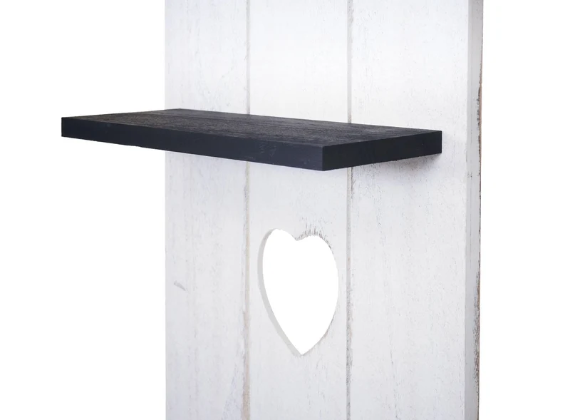 Étagère murale en bois 3 niveaux 150x33x13cm bois massif vintage blanc/gris foncé shabby 04_0005178