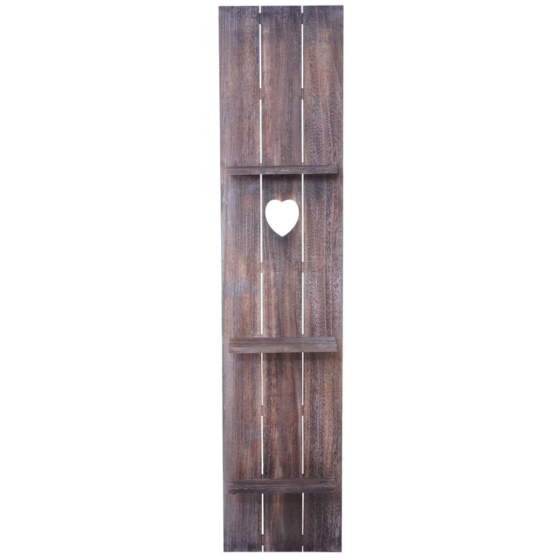 Étagère murale en bois 3 niveaux 150x33x13cm bois massif vintage marron vieilli 04_0005177