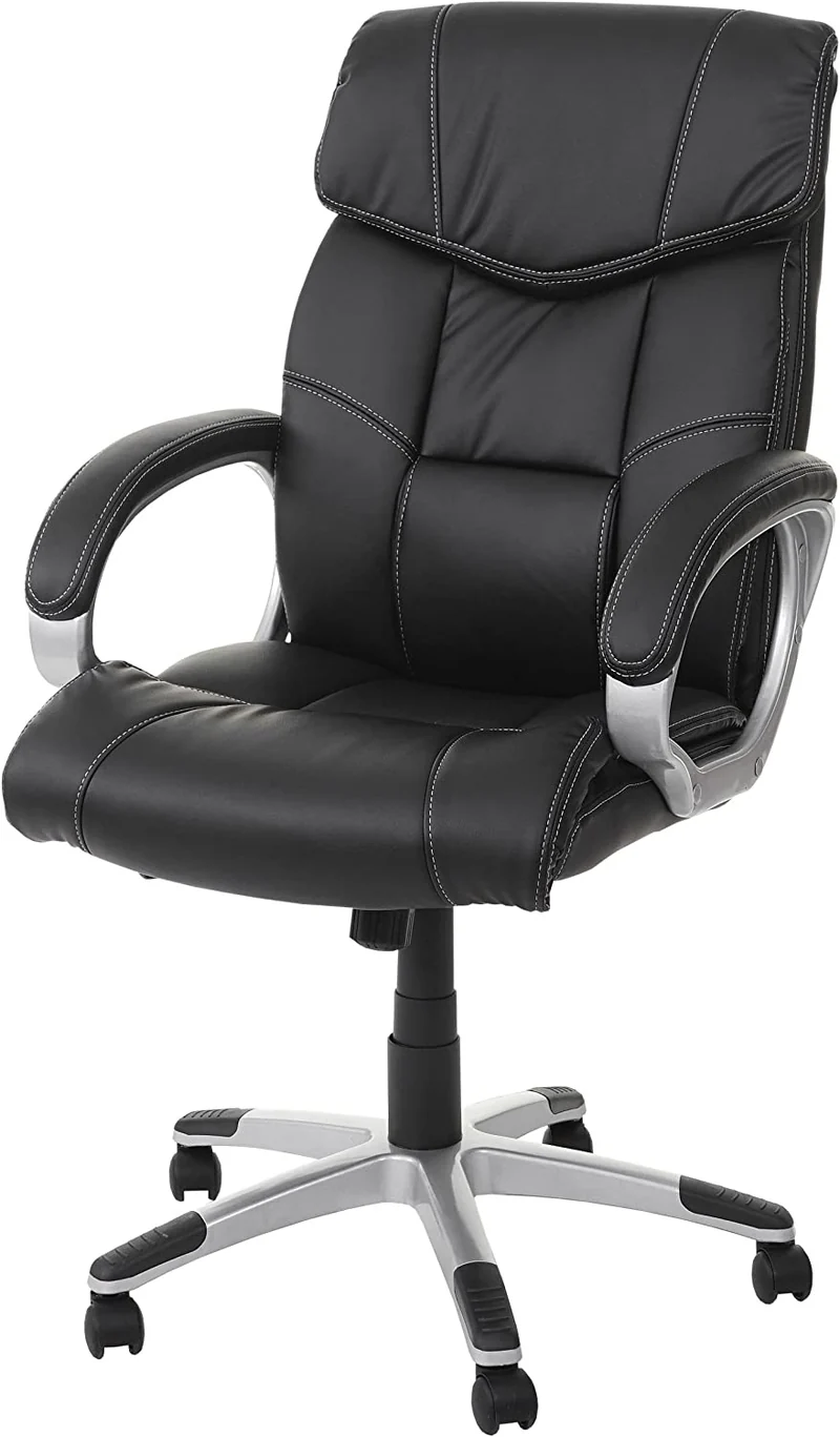 Fauteuil chaise de bureau sur roulettes pivotante hauteur réglable synthétique noir 04_0001802
