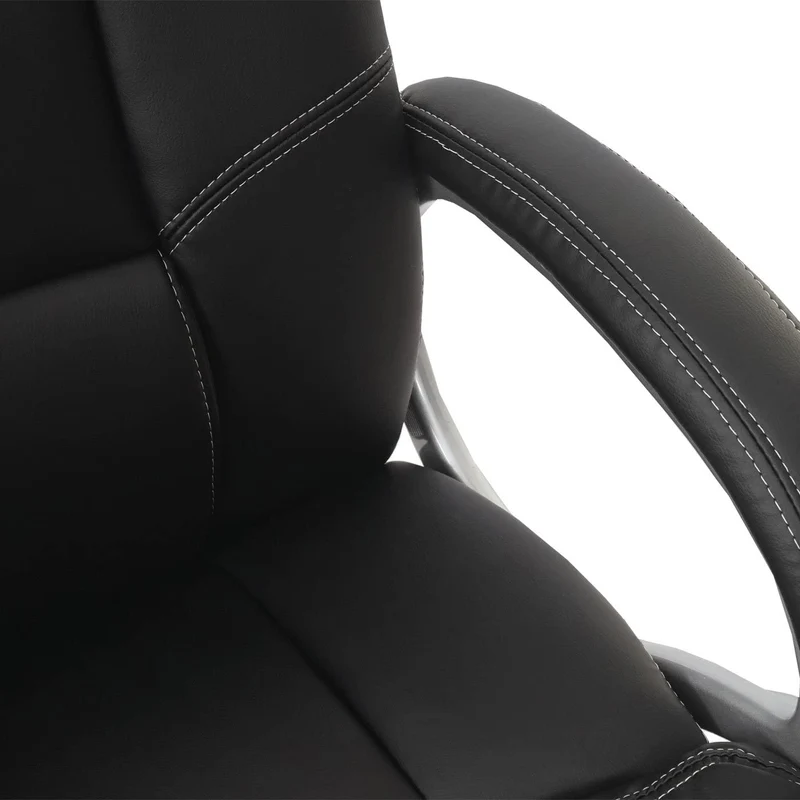 Fauteuil chaise de bureau sur roulettes pivotante hauteur réglable synthétique noir 04_0001802