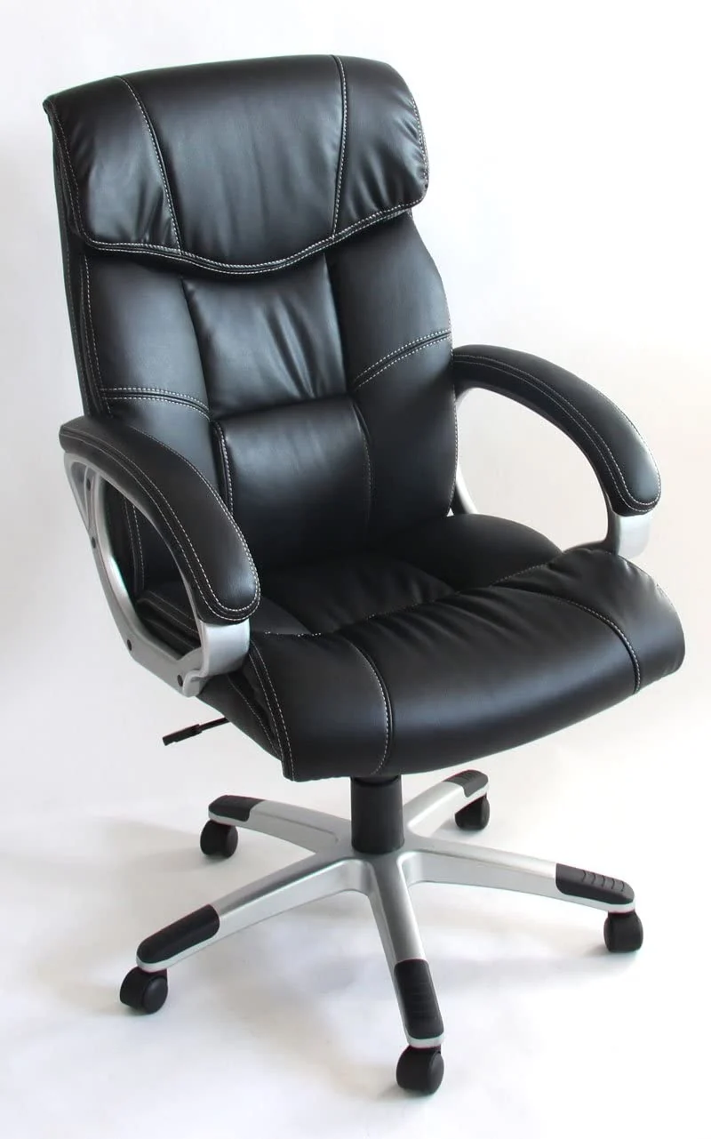 Fauteuil chaise de bureau sur roulettes pivotante hauteur réglable synthétique noir 04_0001802