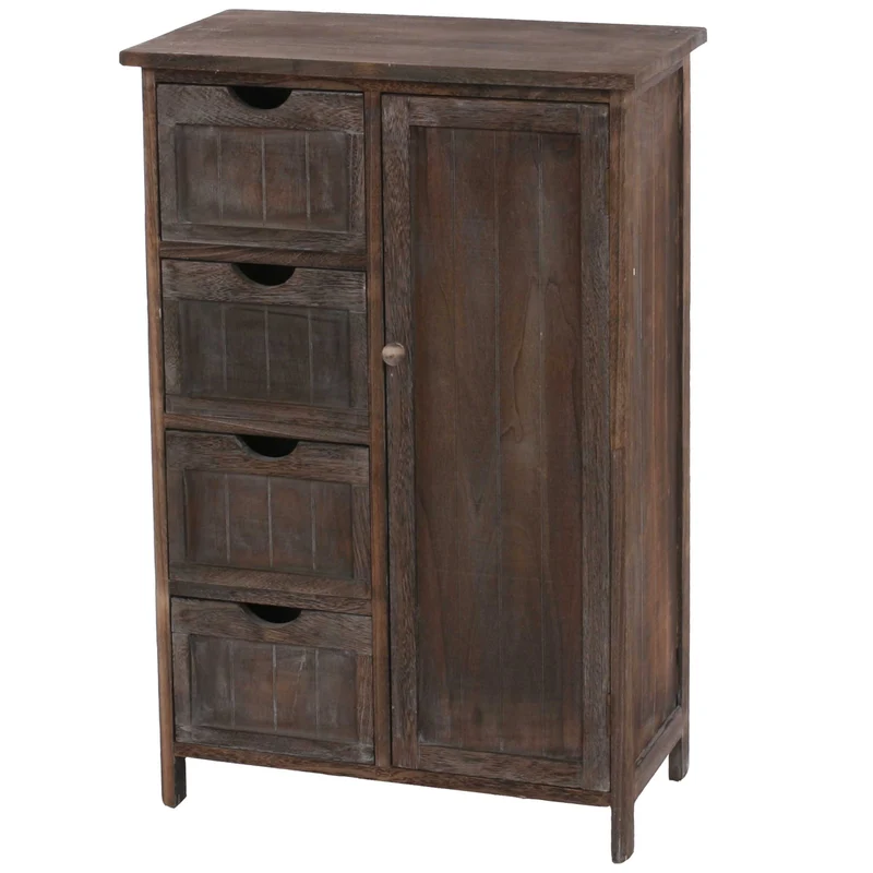 Commode style vintage meuble d'appoint à tiroirs 82x55x30cm en bois de paulownia marron 04_0002490
