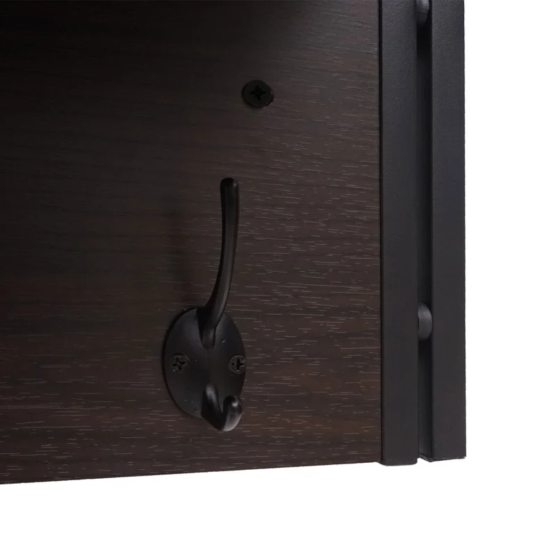 Porte-manteau mural étagère rangement avec 4 crochets 24x75x24cm MDF marron foncé 04_0000973