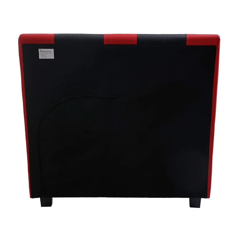 Lit pour enfant voiture sommier à lattes synthétique bois 190x100cm noir rouge 04_0003618