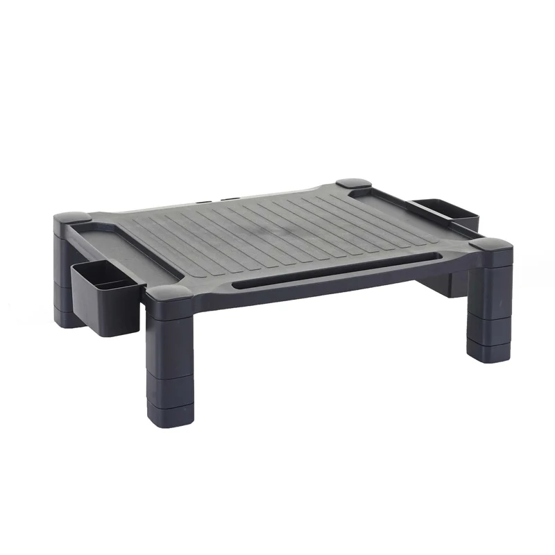 Support de moniteur support d'écran réhausseur d'écran en plastique 13x43x33cm plastique noir 04_0001034