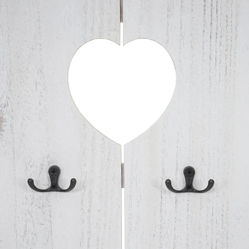 Armoire porte-manteau mural Home meuble d'entrée 91x60cm avec 8 crochets blanc vieilli 04_0000994