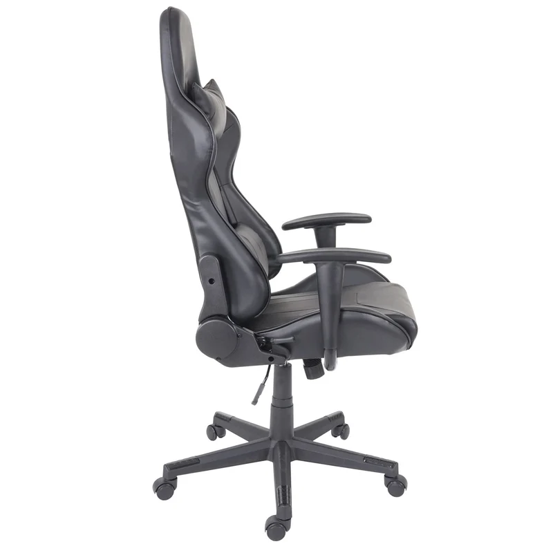 Fauteuil chaise de bureau gamer sur roulettes mécanisme de bascule en synthétique noir 04_0001853