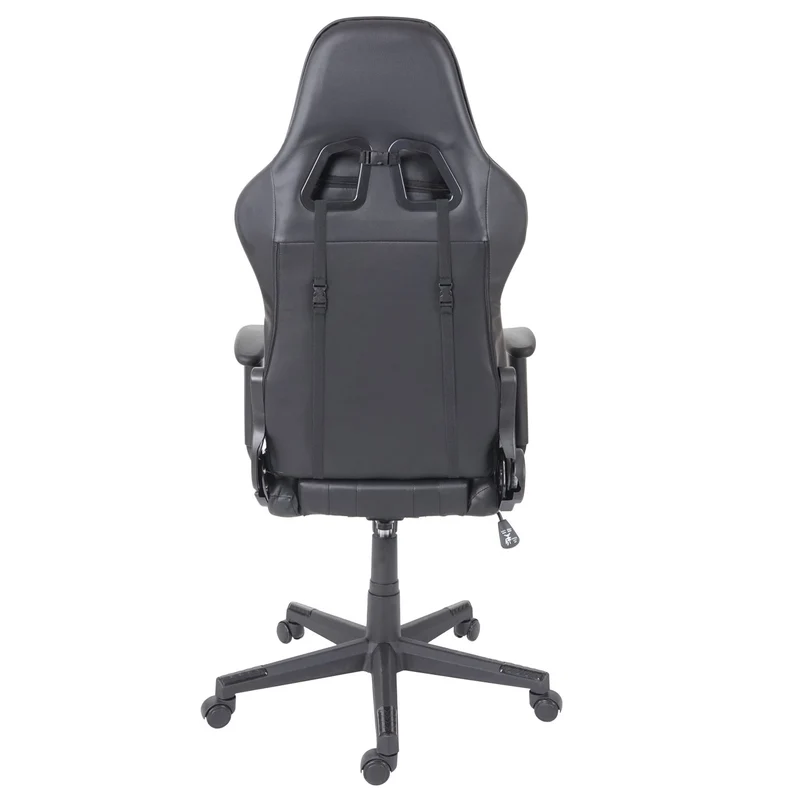 Fauteuil chaise de bureau gamer sur roulettes mécanisme de bascule en synthétique noir 04_0001853
