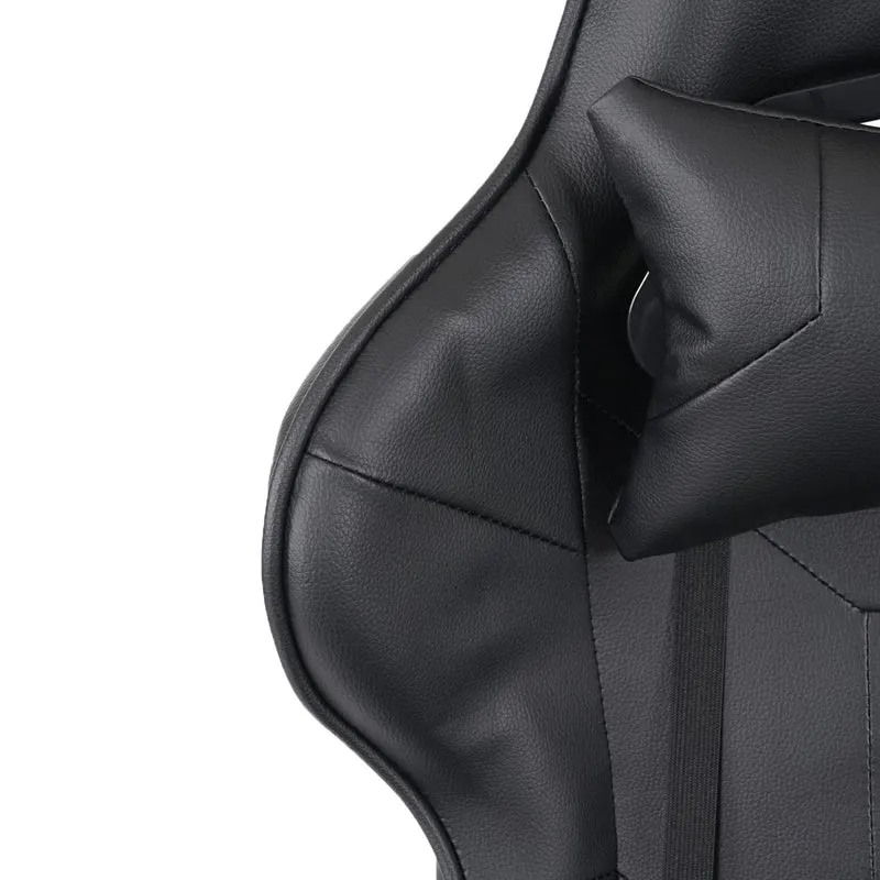 Fauteuil chaise de bureau gamer sur roulettes mécanisme de bascule en synthétique noir 04_0001853