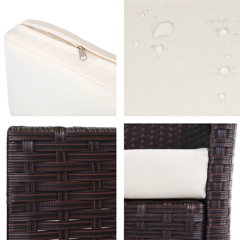 Banc de jardin 3 places 154 cm en polyrotin marron coussins crème 04_0001103