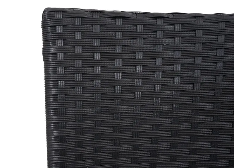 Banc en polyrotin avec table fauteuils chaises de jardin 132cm noir coussin gris foncé 04_0001141
