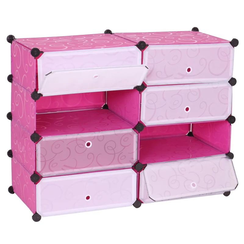 Meuble à chaussures étagère à chaussures 8 compartiments 73x92x36cm plastique rose 04_0001464