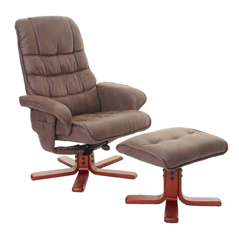 Fauteuil relax inclinable avec tabouret imitation daim marron 04_0002042