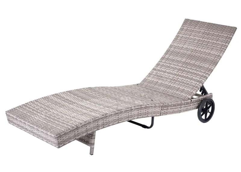 Chaises longues bain de soleil transat de jardin en poly-rotin gris oreiller gris foncé 04_0002399