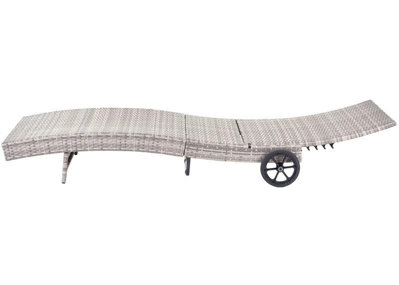Chaises longues bain de soleil transat de jardin en poly-rotin gris oreiller gris foncé 04_0002399