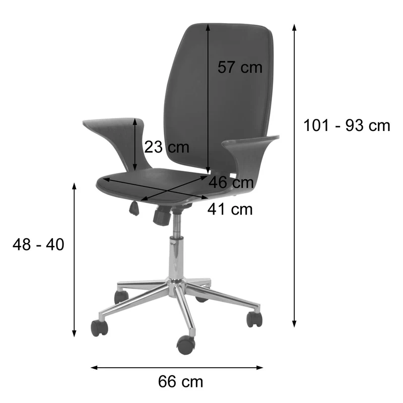 Chaise de bureau pivotante en synthétique courbé gris revêtement noir rotatif à 360° 04_0001812