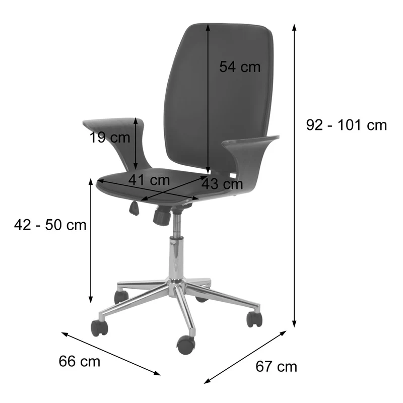 Chaise de bureau pivotante en synthétique courbé gris revêtement noir rotatif à 360° 04_0001812
