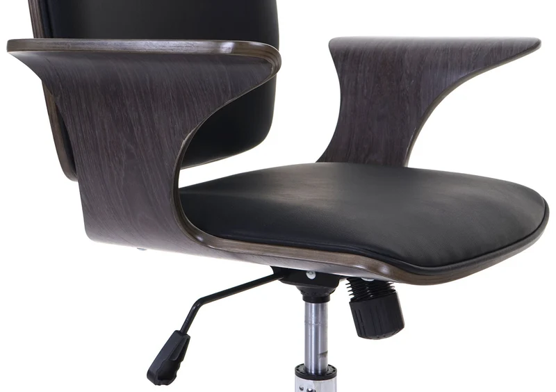 Chaise de bureau pivotante en synthétique courbé gris revêtement noir rotatif à 360° 04_0001812