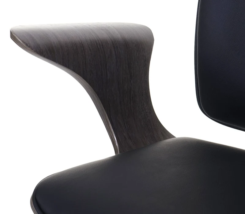 Chaise de bureau pivotante en synthétique courbé gris revêtement noir rotatif à 360° 04_0001812