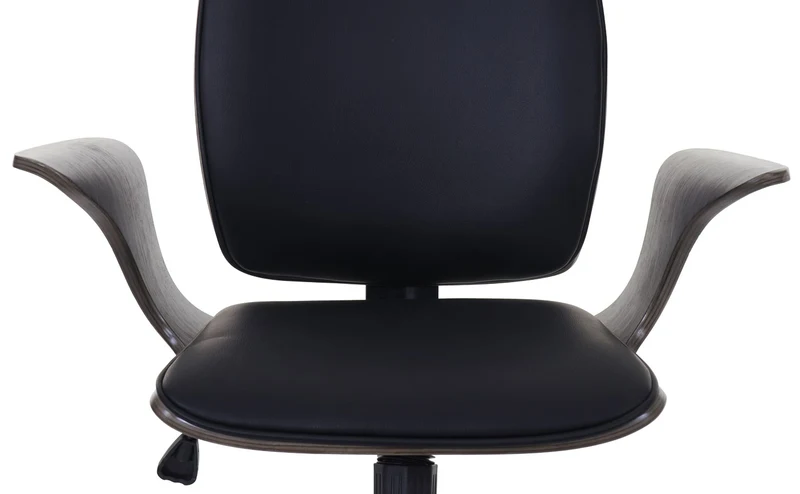 Chaise de bureau pivotante en synthétique courbé gris revêtement noir rotatif à 360° 04_0001812