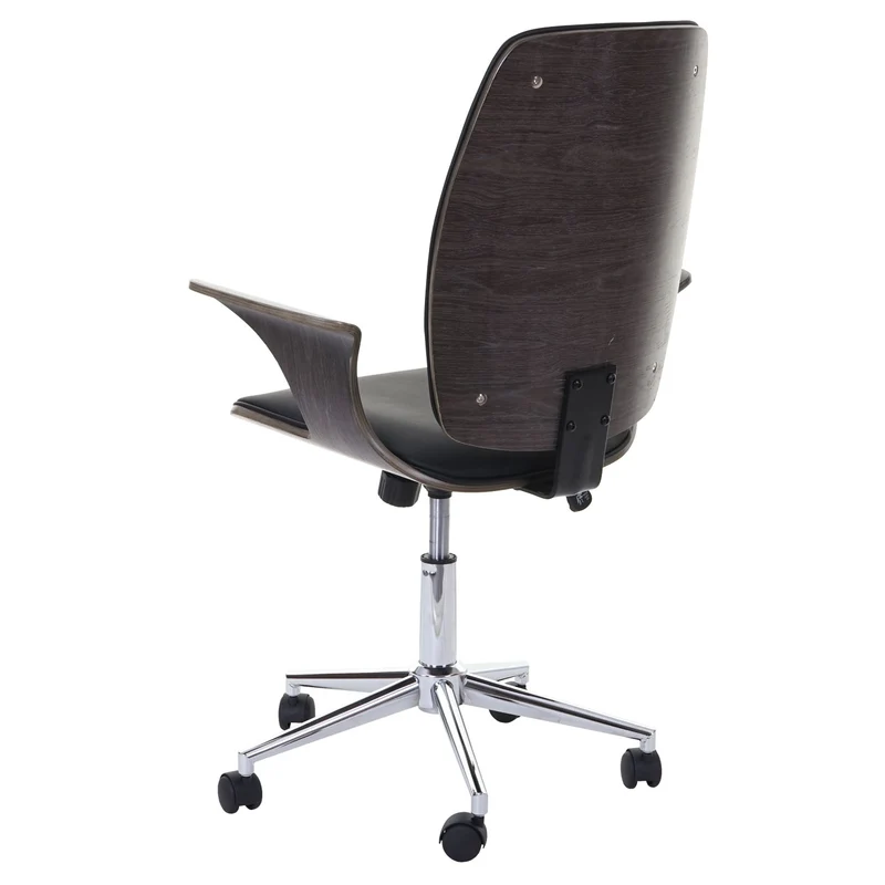 Chaise de bureau pivotante en synthétique courbé gris revêtement noir rotatif à 360° 04_0001812