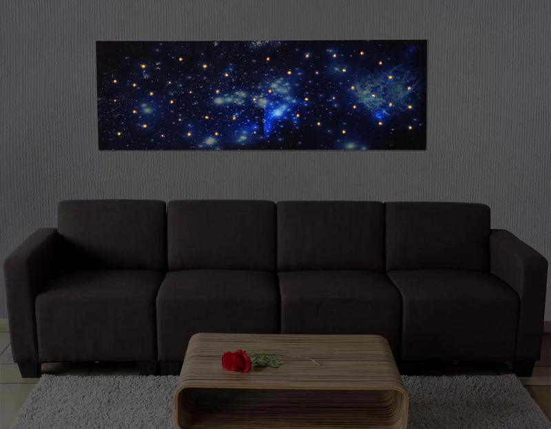 Tableau LED sur toile illuminé tableau mural minuterie certifié FSC 120x40cm ciel étoilé 04_0003574