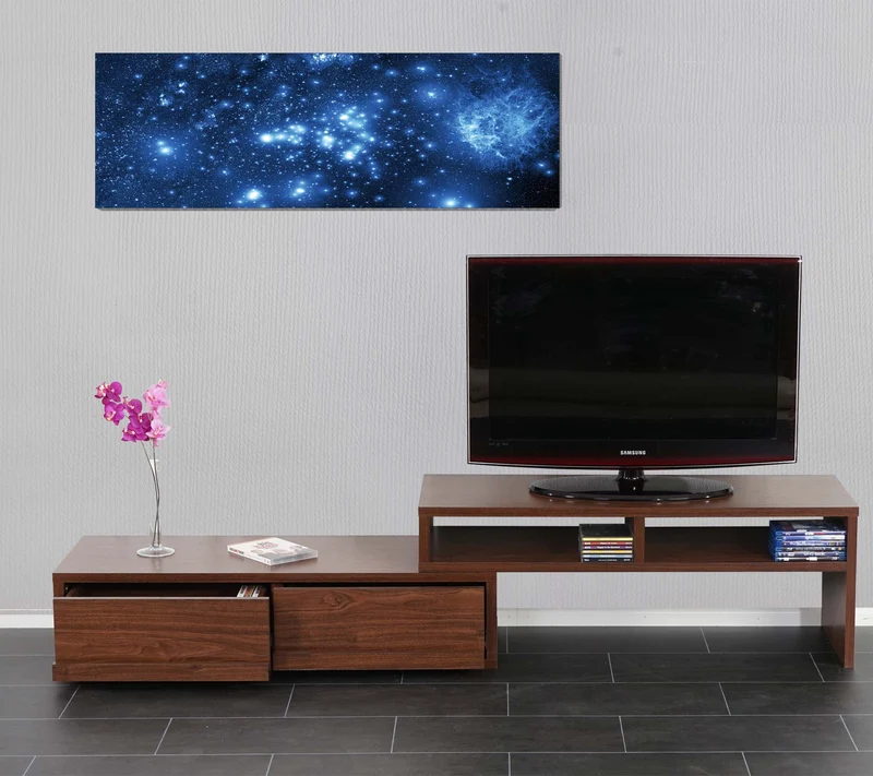 Tableau LED sur toile illuminé tableau mural minuterie certifié FSC 120x40cm ciel étoilé 04_0003574