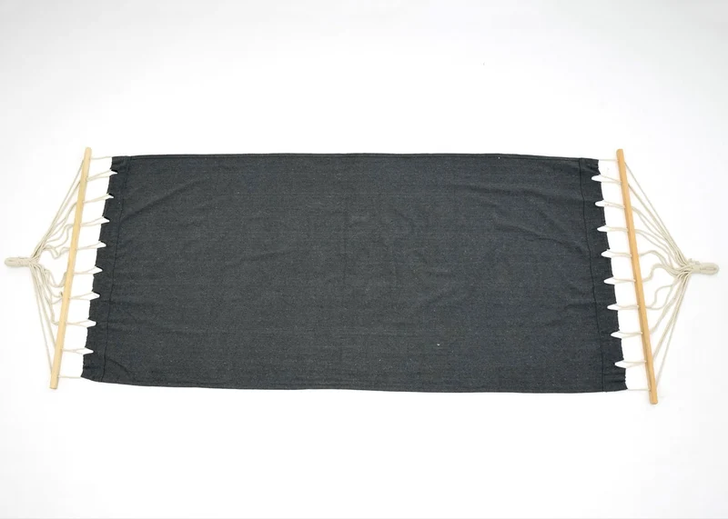 Hamac balançoire suspendue jusqu'à 200kg avec toile pour protection solaire cadre en bois 420cm 2 personnes blanc gris 04_0003392