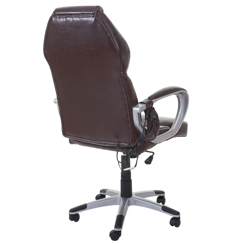 Fauteuil de bureau sur roulettes avec fonction massage chauffage pivotante en synthétique bordeaux 04_0001918