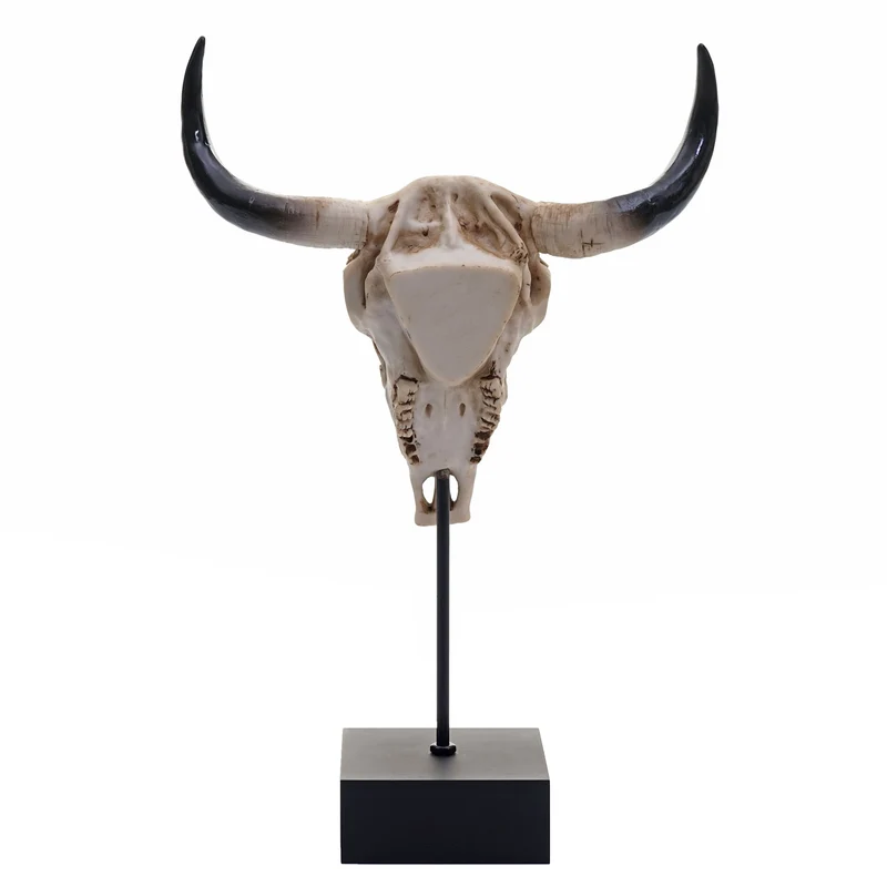 Figurine tête de vache déco tête de taureau trophée avec trival polyrésine 47x30x12cm 04_0002840