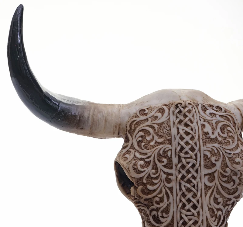 Figurine tête de vache déco tête de taureau trophée avec trival polyrésine 47x30x12cm 04_0002840