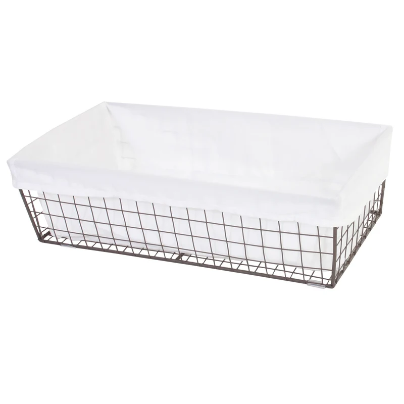 Ensemble de 4 paniers de rangement salle de bain stockage d'armoires en métal avec couvercle en tissu 04_0003013