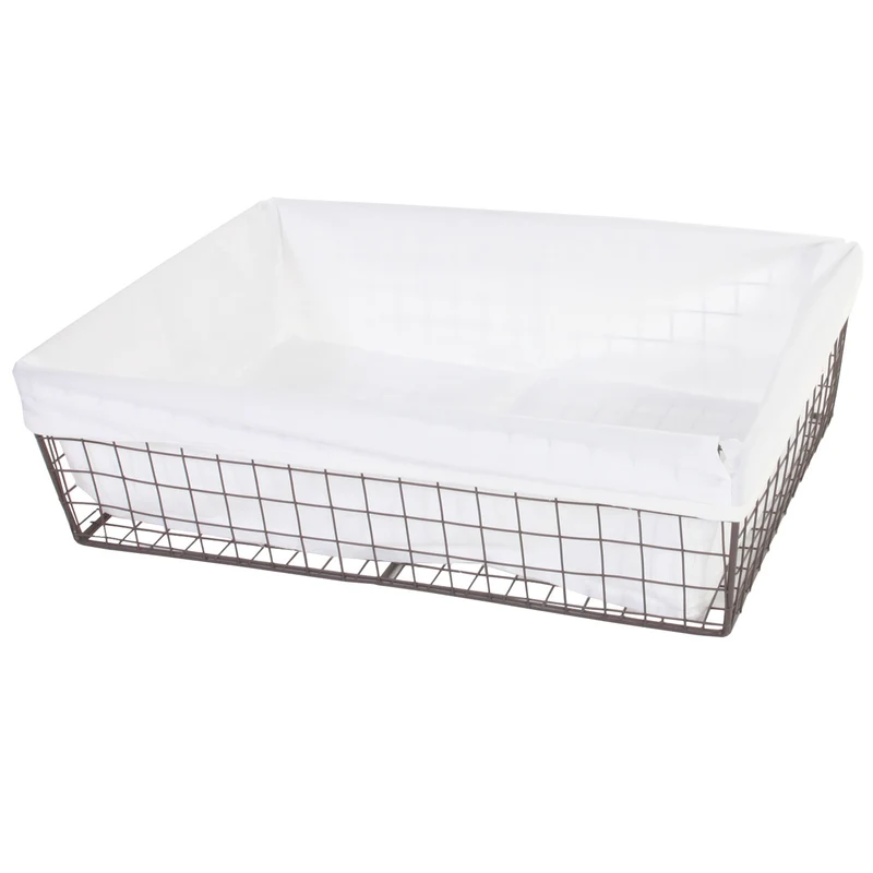 Ensemble de 4 paniers de rangement salle de bain stockage d'armoires en métal avec couvercle en tissu 04_0003013