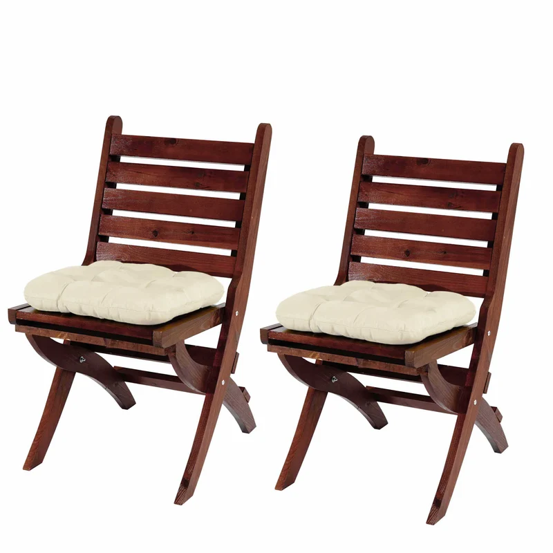 2x coussins de chaise de jardin terrasse balcon 41x38x8cm tissu crème 04_0000434