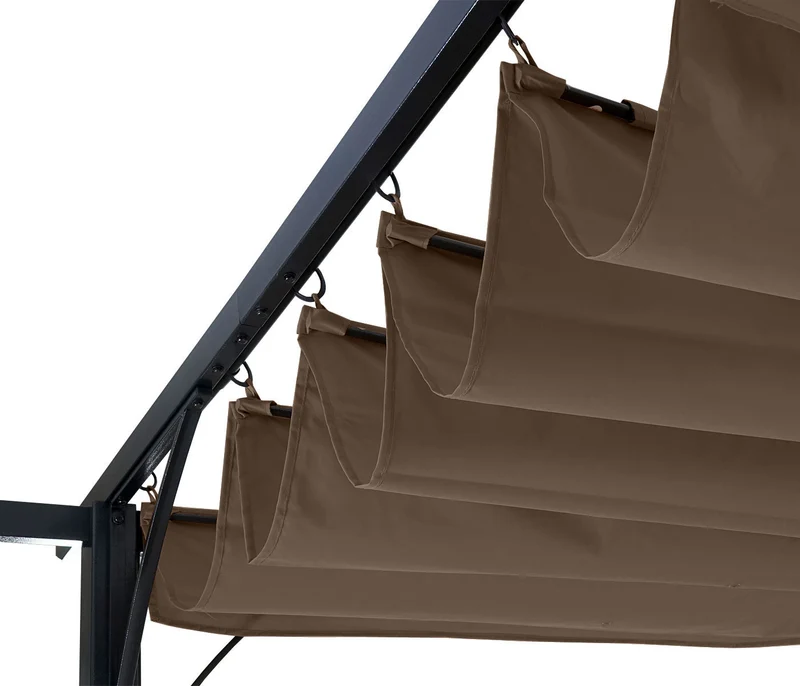 Pergola gazebo de jardin cadre stable 6cm + toit ouvrant 3,5x3,5m taupe-brun 04_0004111