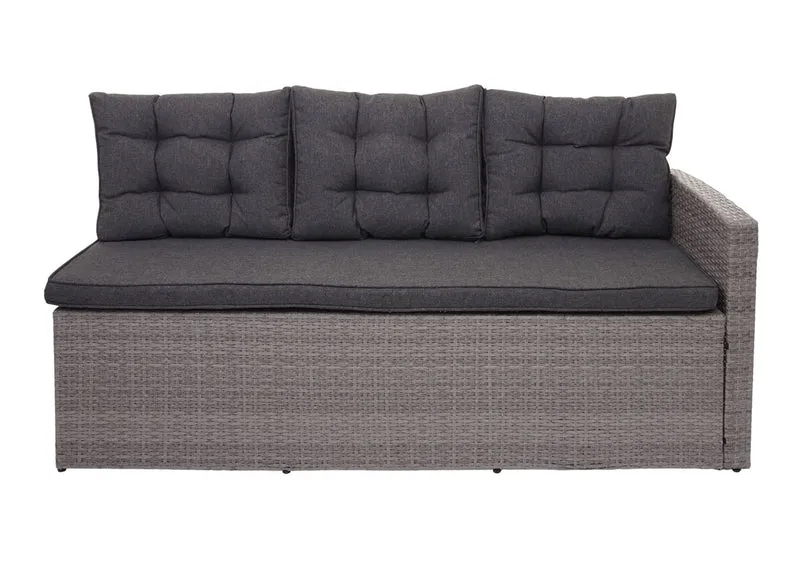 Ensemble complet de salon de jardin terrasse balcon véranda en polyrotin gris coussin gris foncé avec tabouret x2 04_0003046