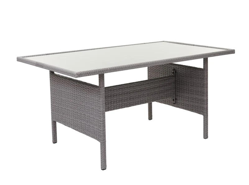 Ensemble complet de salon de jardin terrasse balcon véranda en polyrotin gris coussin gris foncé avec tabouret x2 04_0003046