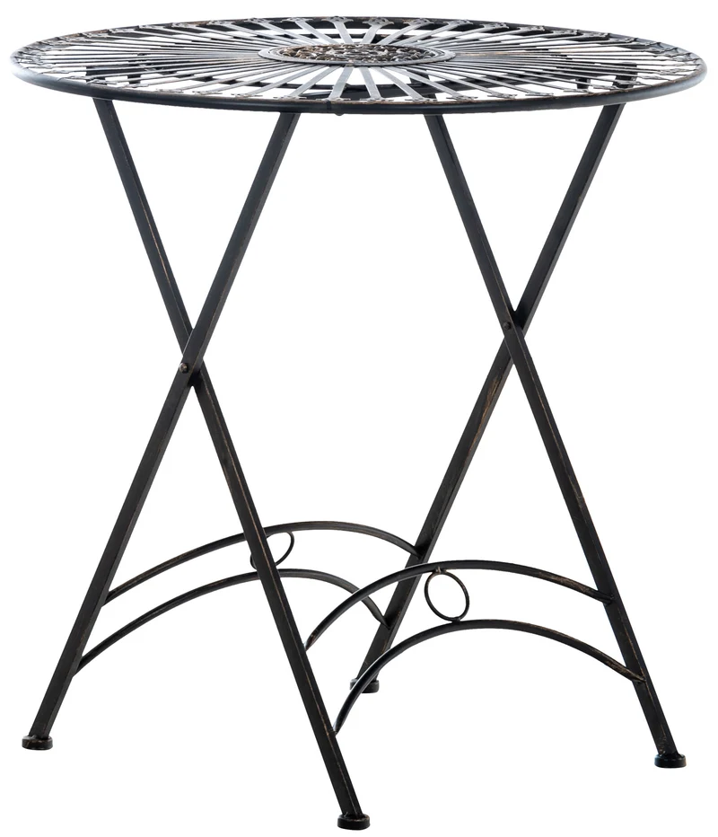 Table de jardin en métal Ø 71 cm style rustique bronze MDJ10216