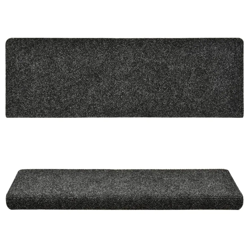 Tapis d'escalier 15 pièces Tissu aiguilleté 65x25 cm Gris DEC023805