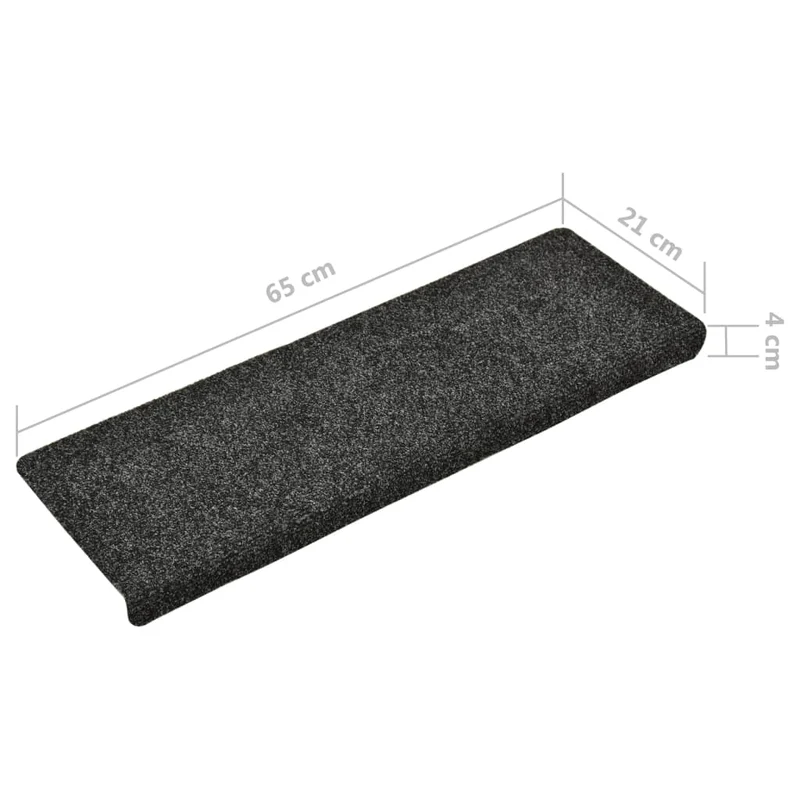 Tapis d'escalier 15 pièces Tissu aiguilleté 65x25 cm Gris DEC023805