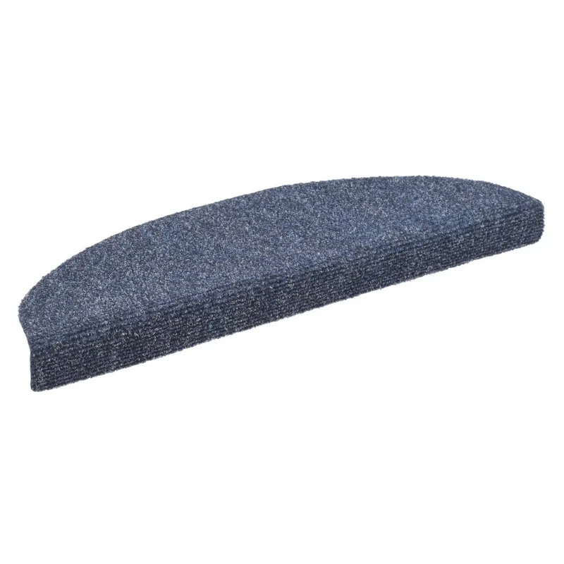 Tapis d'escalier auto-adhésif Poinçon aiguilleté 15 pièces Bleu DEC023315