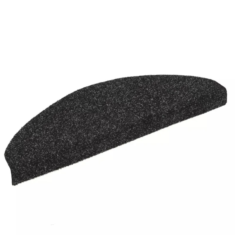 Tapis d'escalier auto-adhésif Poinçon aiguilleté 15 pièces Noir DEC023312