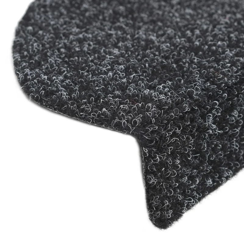 Tapis d'escalier auto-adhésif Poinçon aiguilleté 15 pièces Noir DEC023312