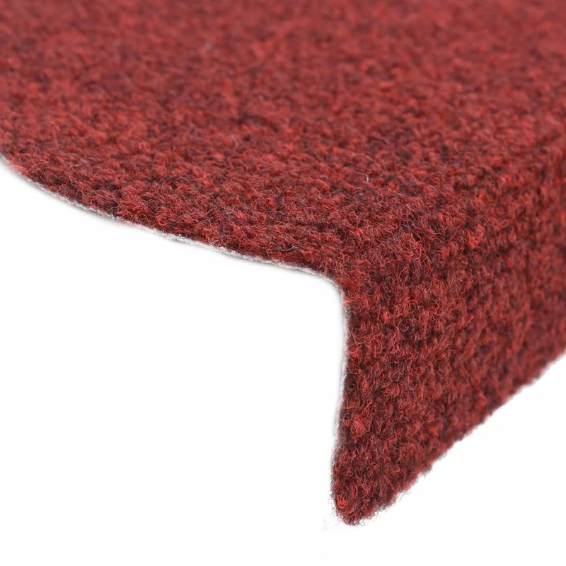 Tapis d'escalier auto-adhésif Poinçon aiguilleté 15 pièces Rouge DEC023308