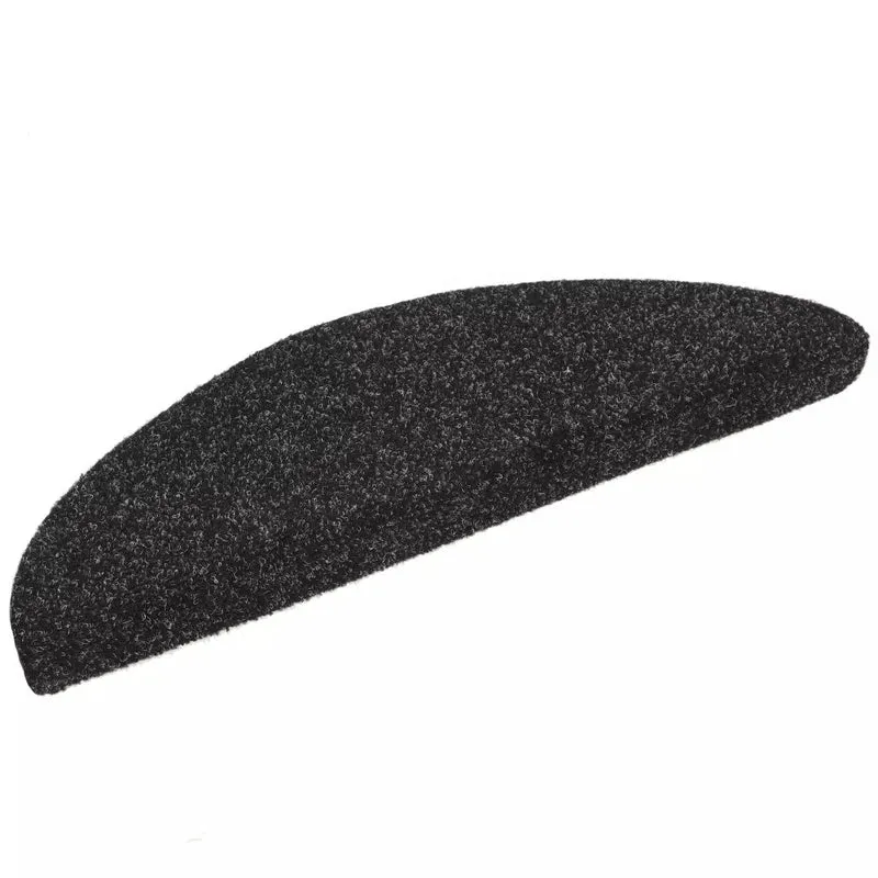 Tapis d'escalier auto-adhésif Poinçon aiguilleté 15 pièces Noir DEC023306