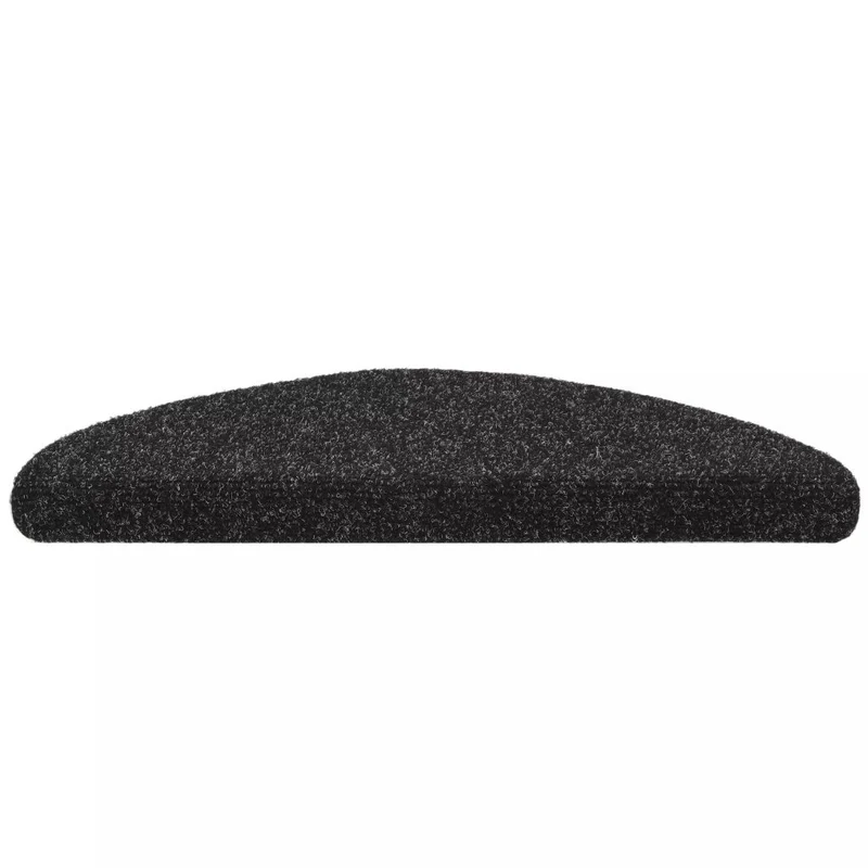 Tapis d'escalier auto-adhésif Poinçon aiguilleté 15 pièces Noir DEC023306