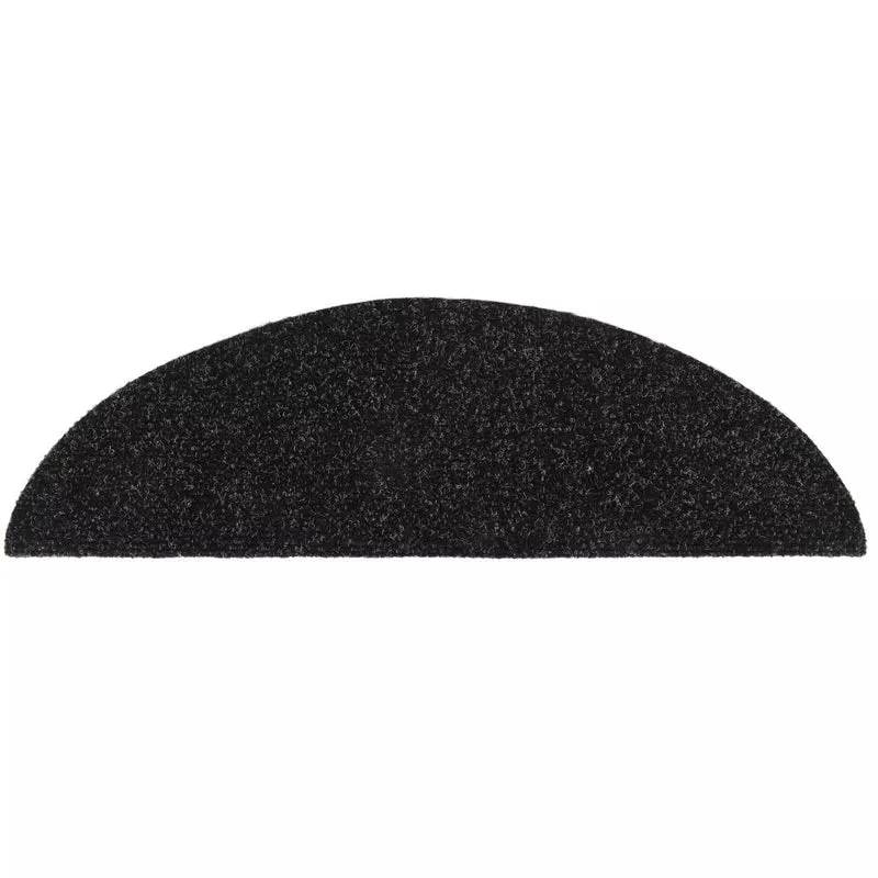 Tapis d'escalier auto-adhésif Poinçon aiguilleté 15 pièces Noir DEC023306
